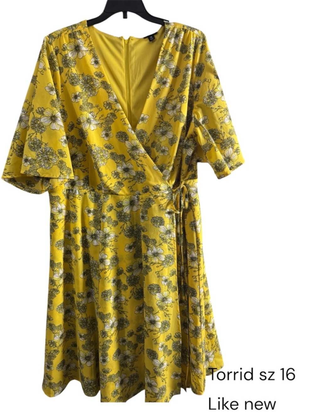 torrid Yellow Floral Wrap Midi Dress
